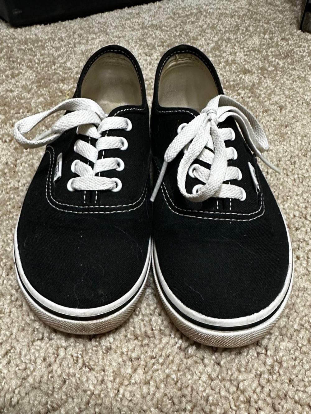 Youth Vans Black Canvas Lace-Up Sneakers